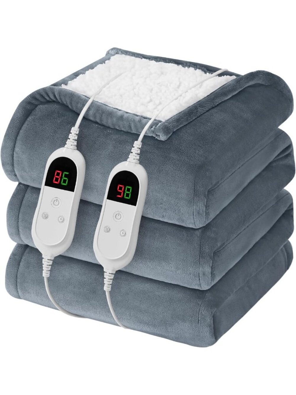 Cozy King Size Heated Electric Blanket, Dual Control, Soft Ash Gray, 90" x 100